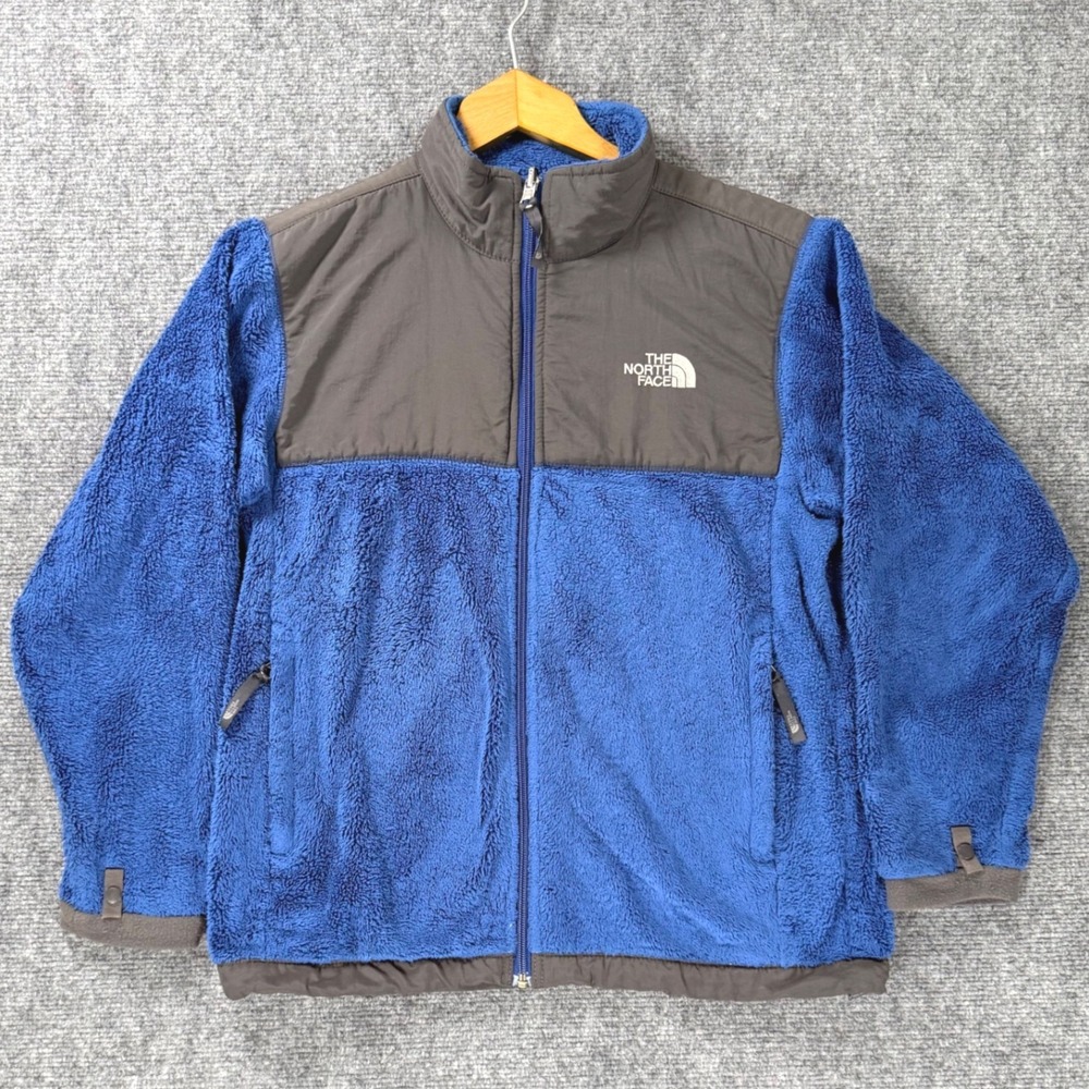 The North Face Denali Youth Large Blue Gray Full Zip Fleece Jacket Kids